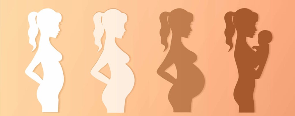 Pregnancy stages illustration representing maternal dental care