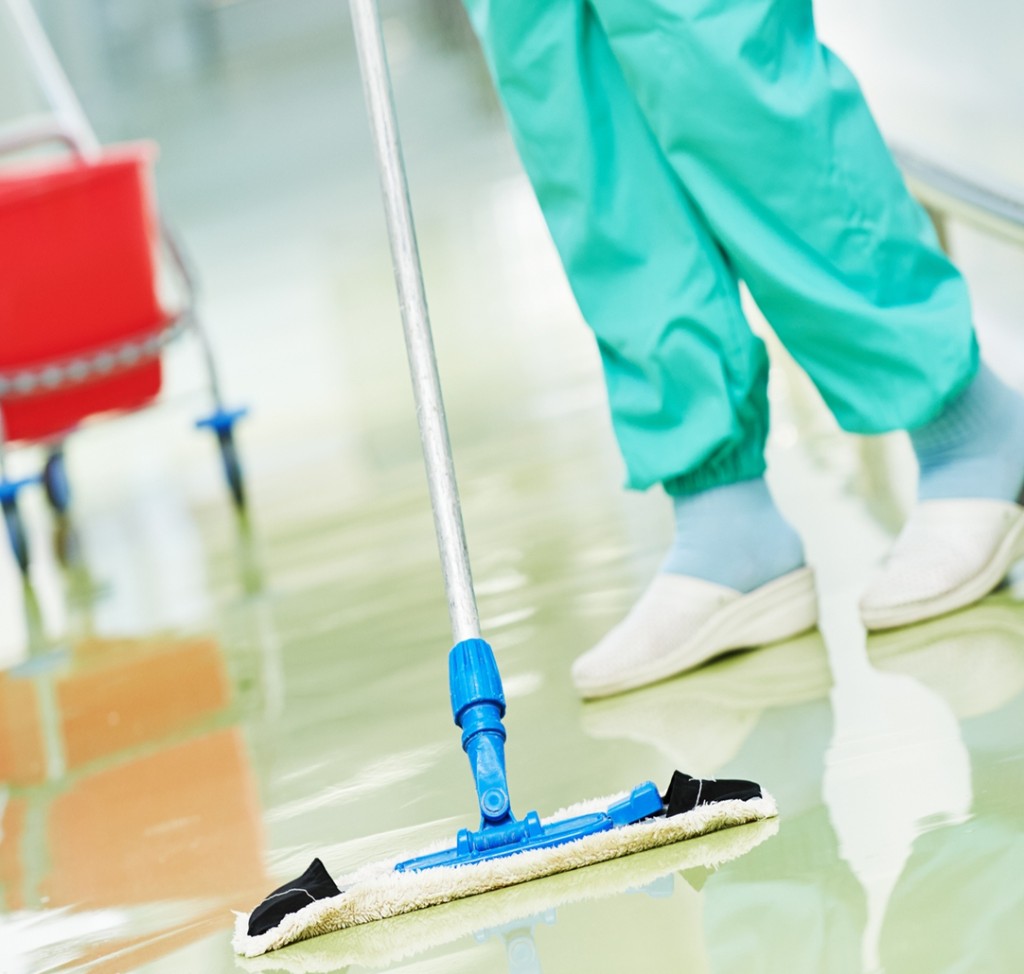 Floor mopped and sanitized with disinfectant after every patient