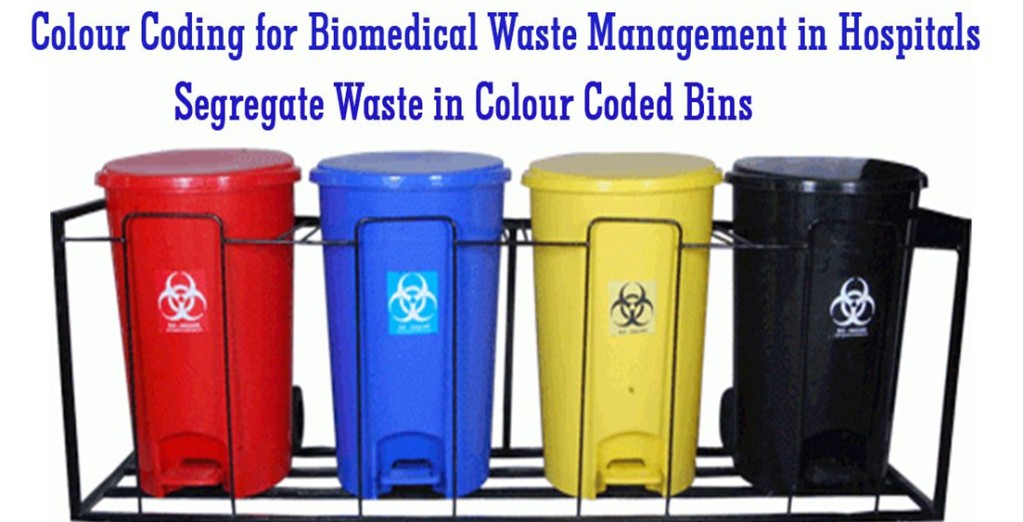 Colour-coded bins for biomedical waste segregation